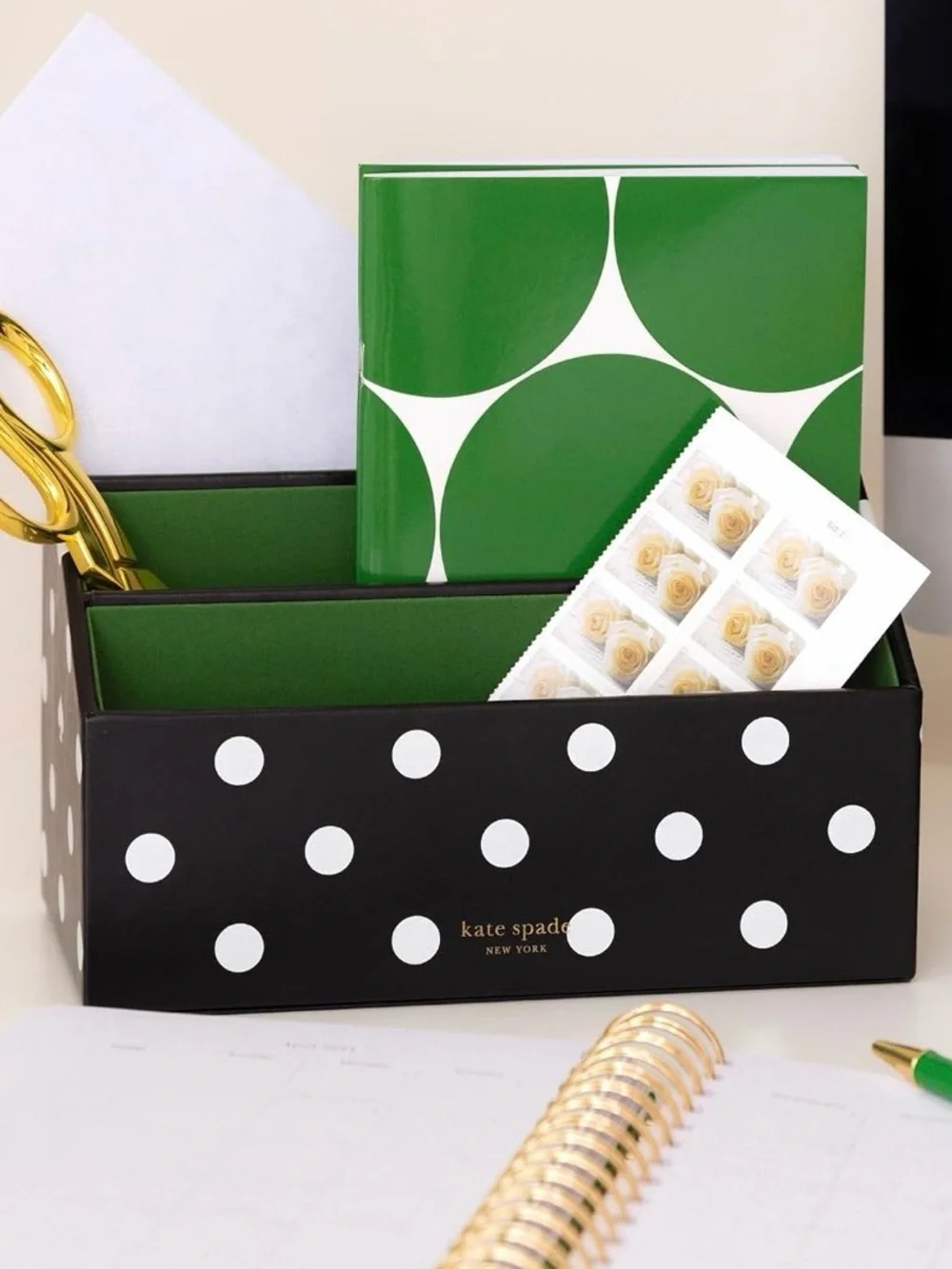 NIB | KATE SPADE New York Black Dot Desktop Organizer
